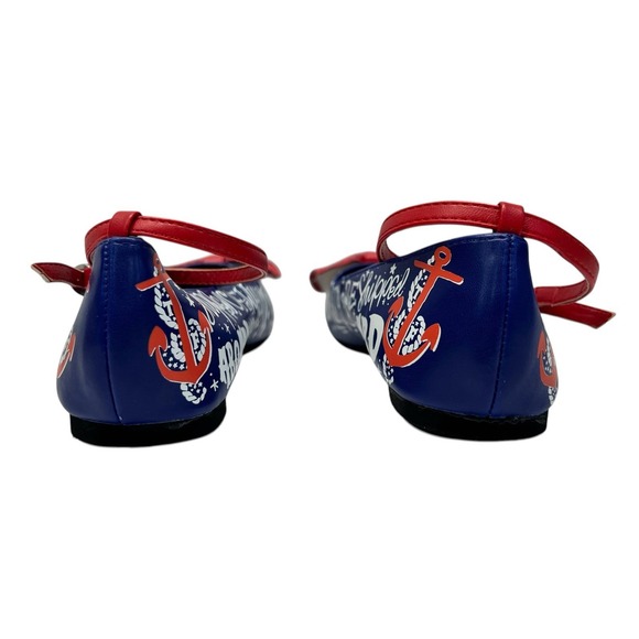 Too Fast shoes New Flats Sailor theme Red White and Blue Women Size 6 Excellent - Picture 5 of 14